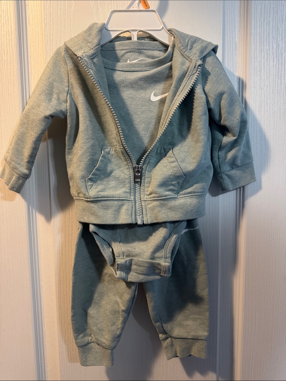 Nike Baby Set Sage Green 3 piece Hooded Zip Jogger